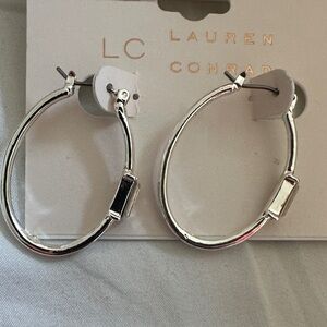 New LC Lauren Conrad Shiny Silver Oval Earrings